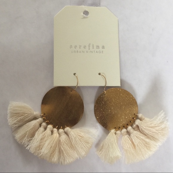 Free People Anthropologie Serefina Tassel Gong Sparkle Earrings - Picture 7 of 8